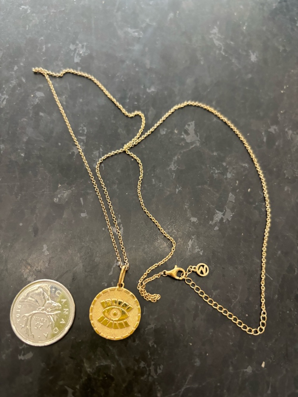 Mejuri Gold Evil Eye Disc Necklace